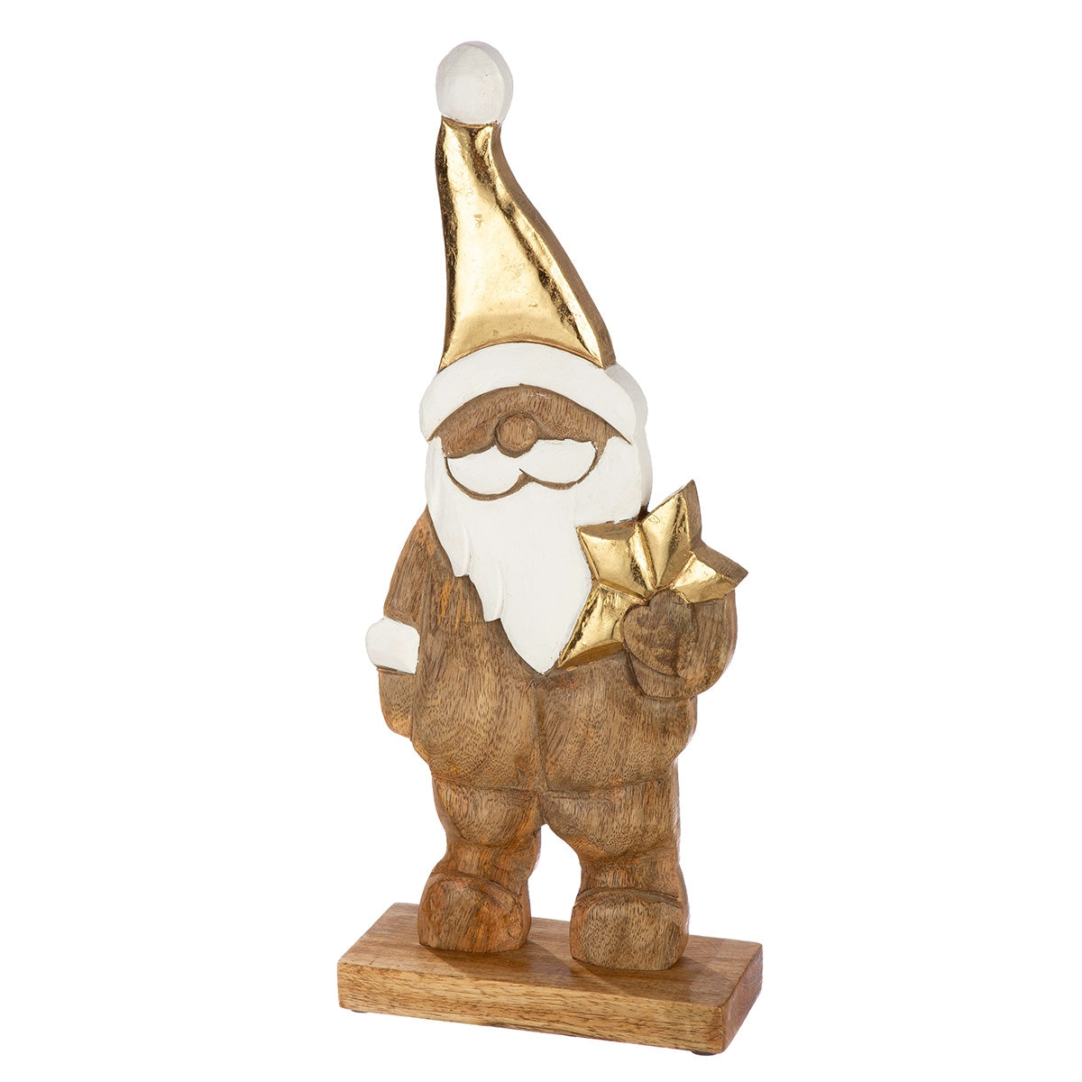 Φιγούρα Santa "Natal" Αλουμίνιο Mango Ξύλο Ecru Χρυσό Λευκό 16.5x7x40.5