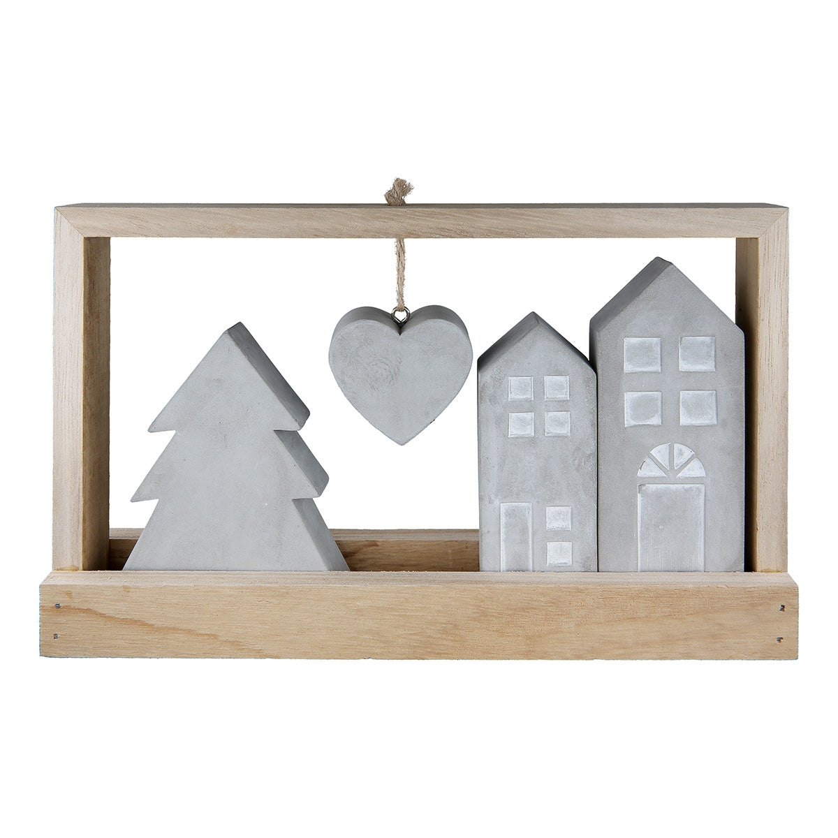 Rectangular "Casa" Σπίτι Motif Cement Ξύλο Ecru Γκρι 25.5x5x15