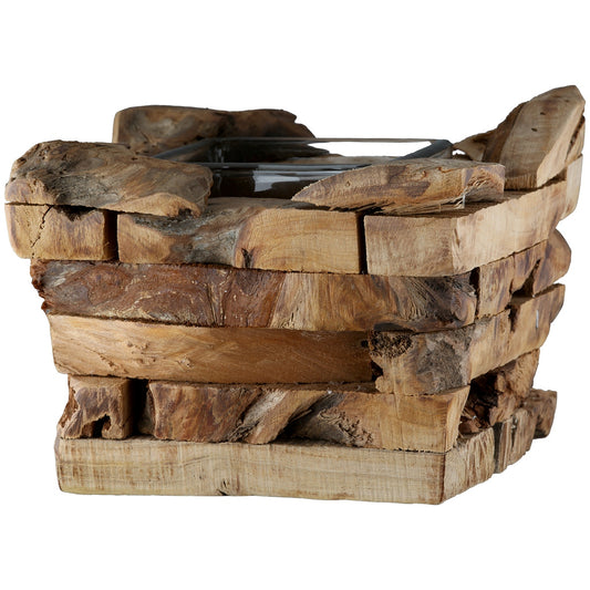 Φανάρι Καταιγίδας "Dhaka" Ξύλο Ecru 14x14x10