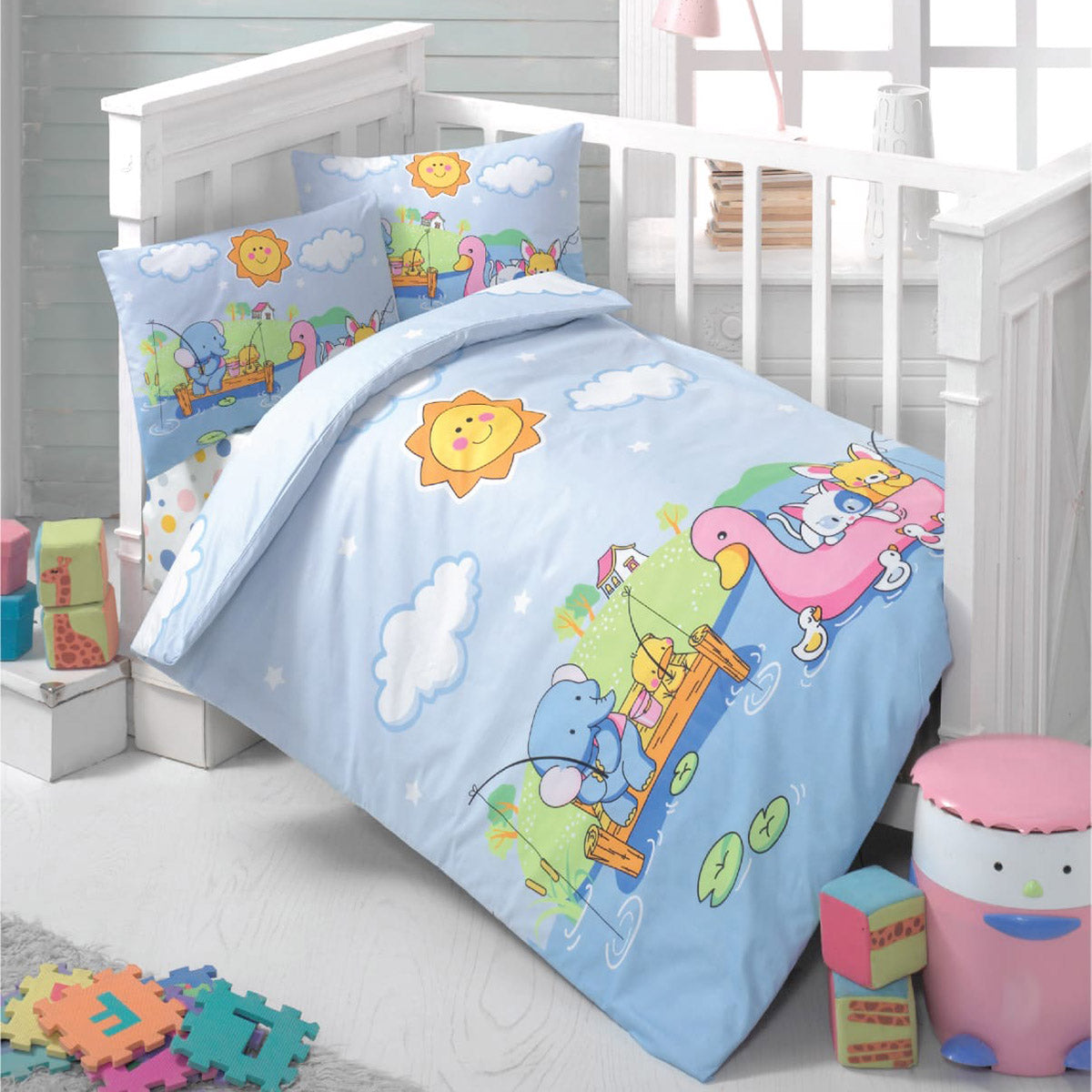 Σετ Σεντόνια Βρεφικά Art 5610 100x150εκ Γαλάζιο