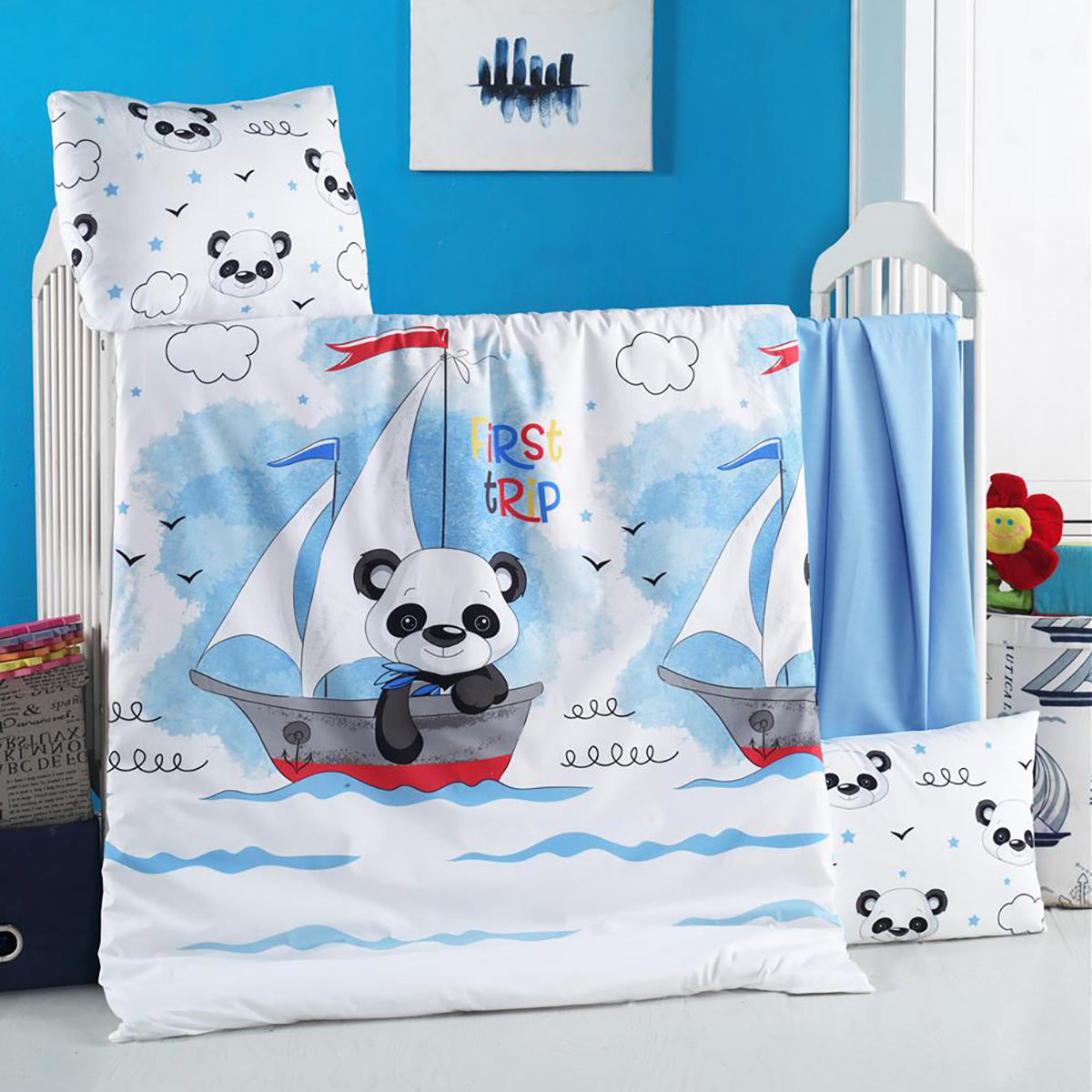 Σετ Σεντόνια Βρεφικά Art 5616 100x150εκ Γαλάζιο