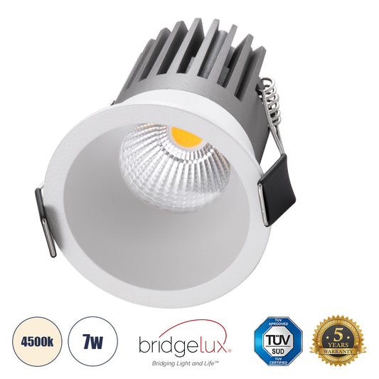 MICRO-B 60242 Χωνευτό LED Spot Downlight TrimLess Φ6cm 7W 910lm 38° AC 220-240V IP20 Φ6 x Υ7.8cm - Στρόγγυλο - Λευκό - Φυσικό Λευκό 4500K - Bridgelux COB