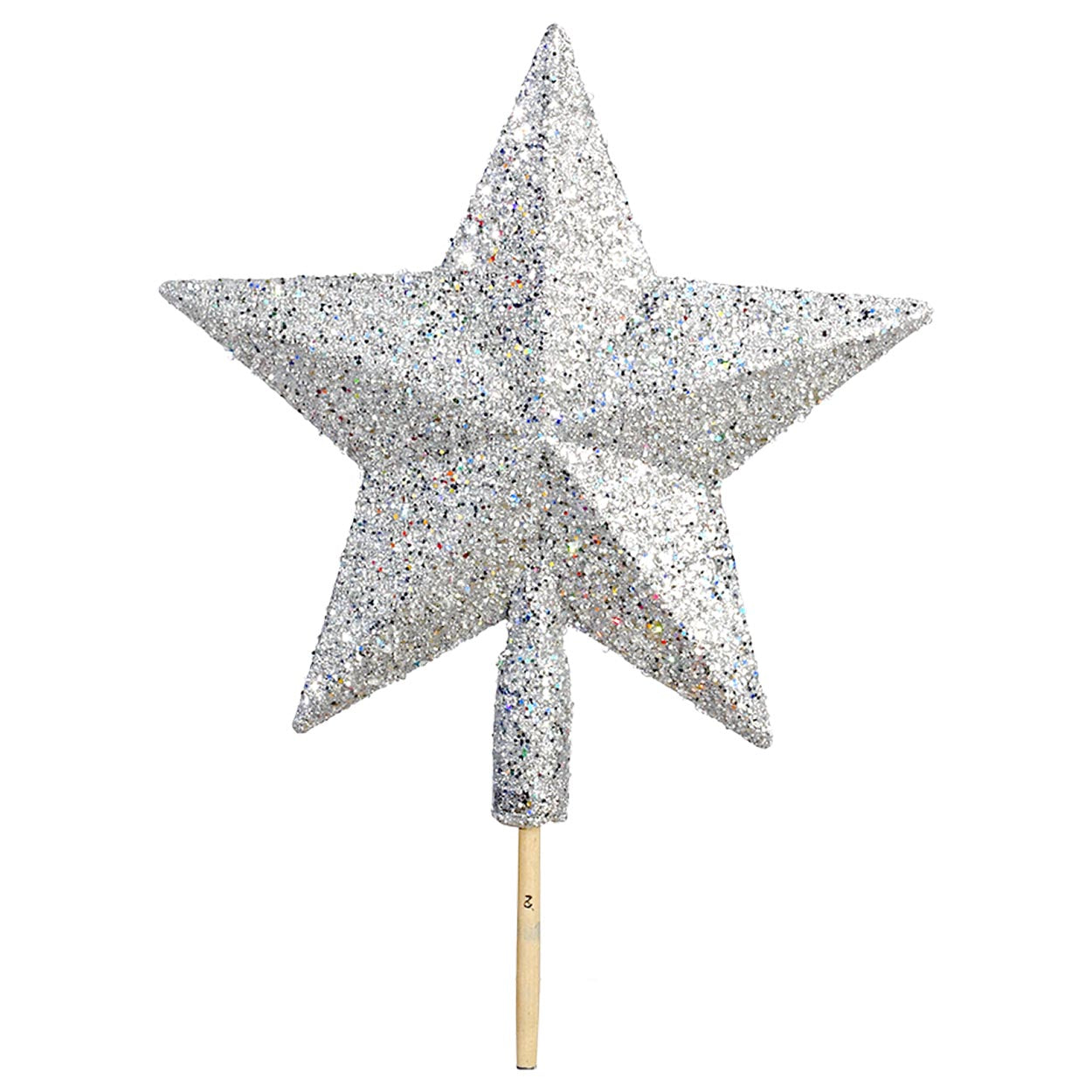 Κορυφή Πλαστική με Glitter Ασημί 15εκ