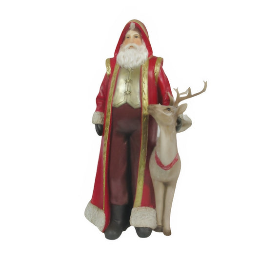 JK Home Διακοσμητικός Άγιος Βασίλης με Ελάφι Πολυρεσίνης Πολύχρωμος 57357