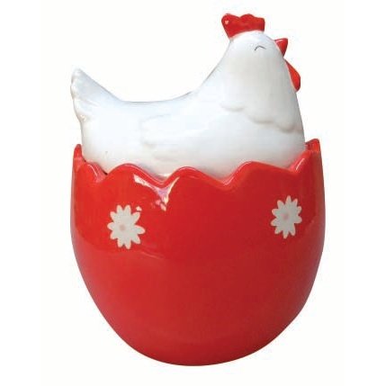 Μπισκοτιέρα Πασχαλινή Κεραμική Κόκκινη/Λευκή 16x16x21