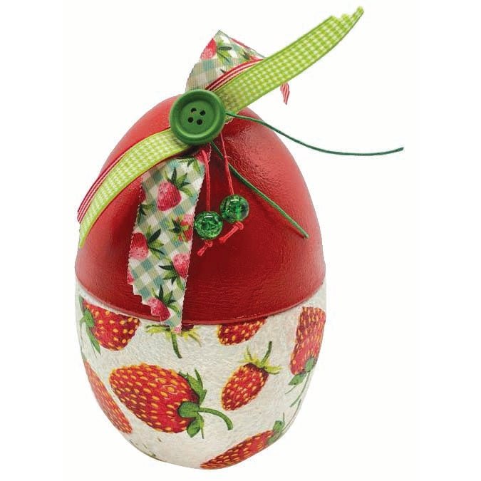 Αυγό Πασχαλινό με Φράουλες Κεραμικό Πολύχρωμο 13x13x16