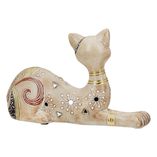 Figure Cat Synthetic Resin Ανοιχτό Καφέ 21x8x12