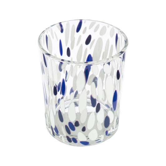 Φανάρι Κυλινδρικά Γυάλινα Σκεύη Μπλε Διαφανές Λευκό 10x10x13