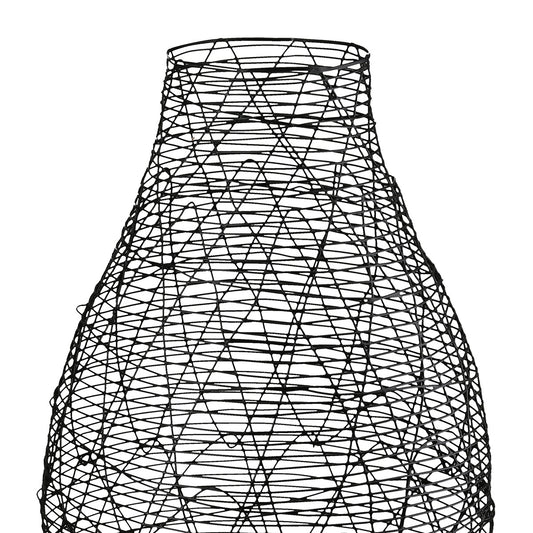 Βάζο Βολβώδες Μεταλλικό Μαύρο 22x22x33