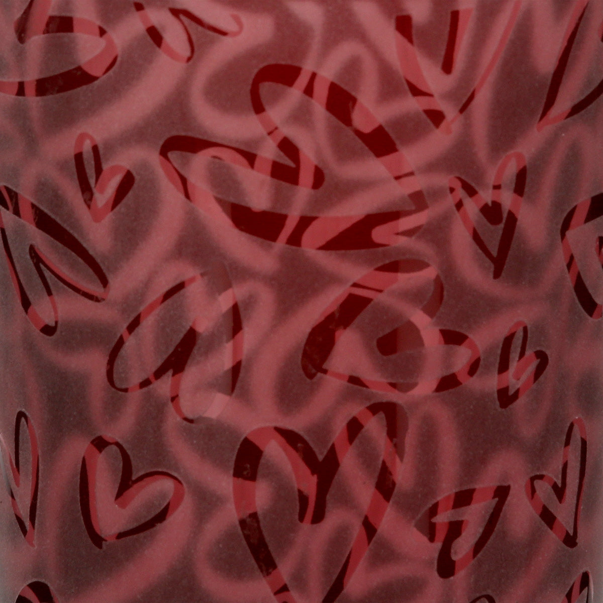 Φανάρι Κυλινδρικό Μοτίβο Καρδιάς Γυάλινα Σκεύη Κόκκινο 10x10x13