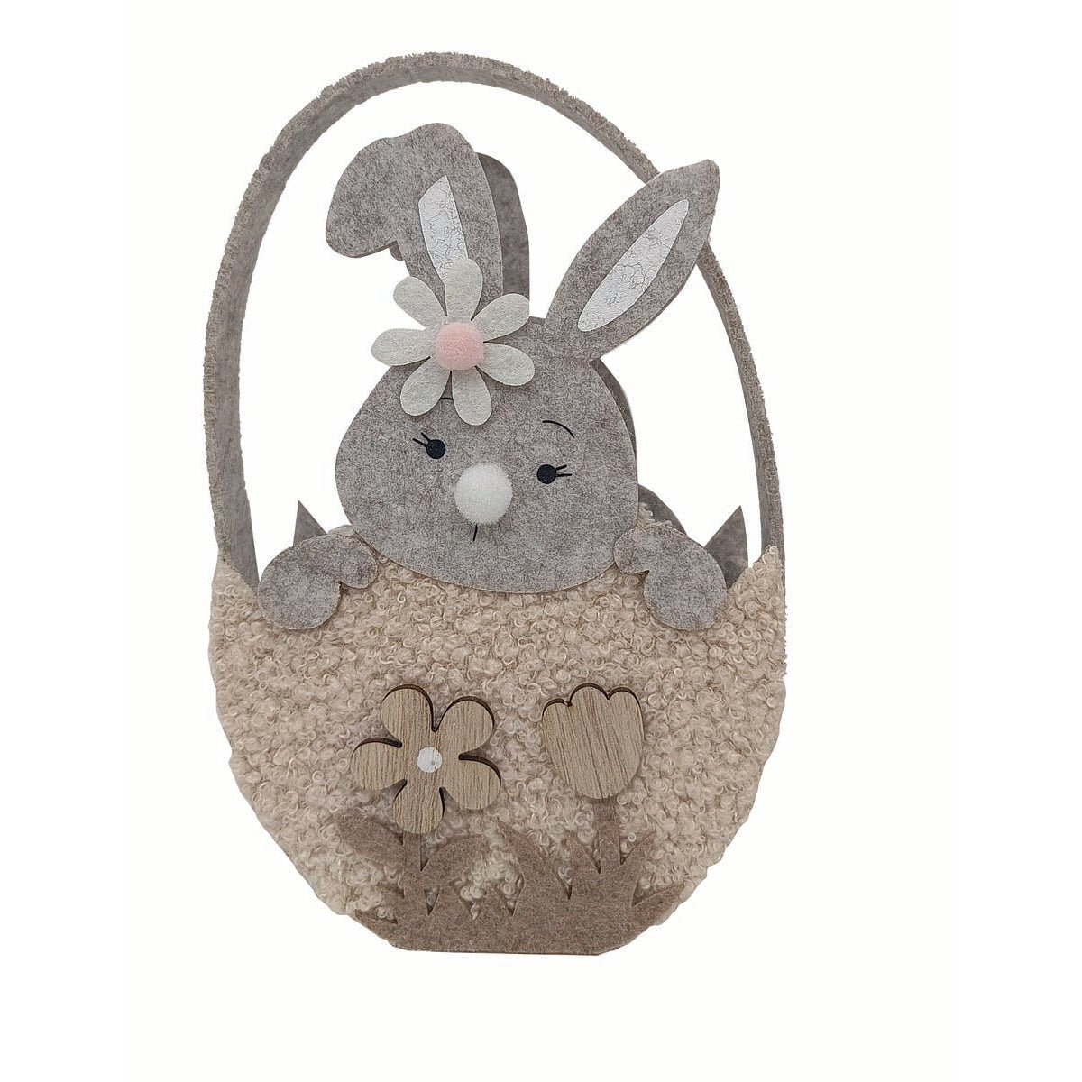 Καλάθι Τσόχινο με Κουνελάκι Γκρι 13x7x19