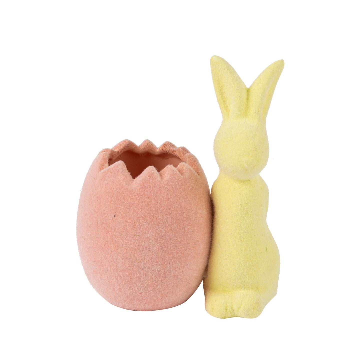 Κεραμικό Βάζο Λαγός Κίτρινος με Ροζ Αυγό 8x6x11