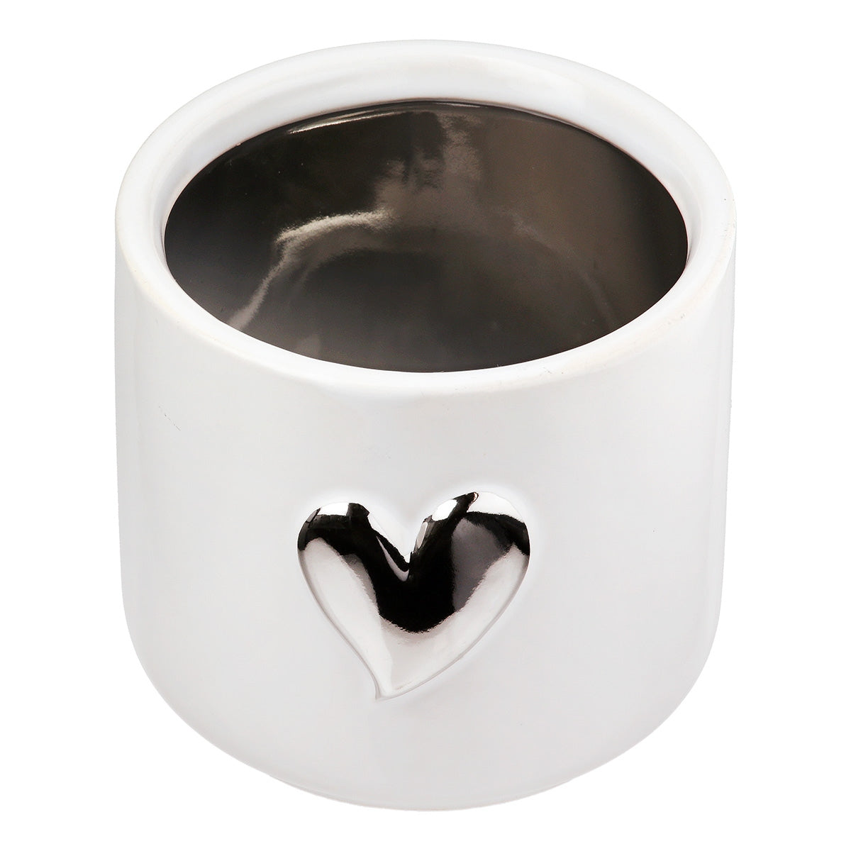 Planter Heart Motif Κεραμικό Λευκό 8x8x9