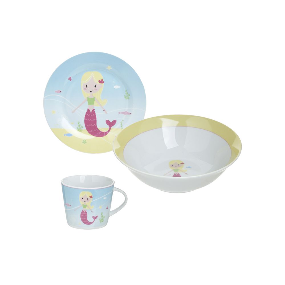 Σερβίτσιο Φαγητού Παιδικό Πορσελάνινο Πολύχρωμο (3 Τεμ.)