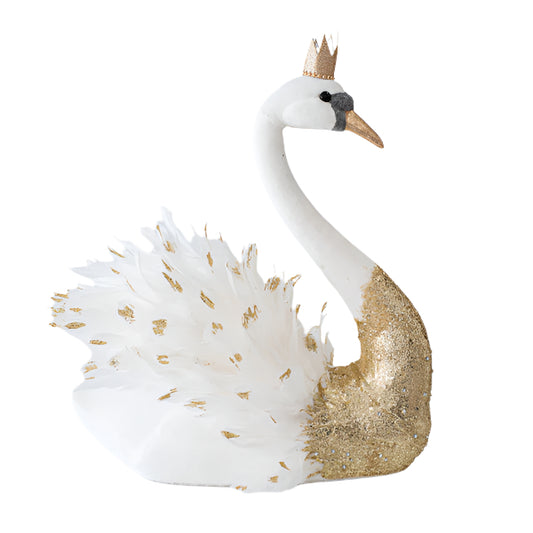 ΒΕΛΟΥΔΙΝΟΣ ΚΥΚΝΟΣ ΛΕΥΚΟΣ ΜΕ ΧΡΥΣΟ ΓΚΛΙΤΕΡ 48x28x58