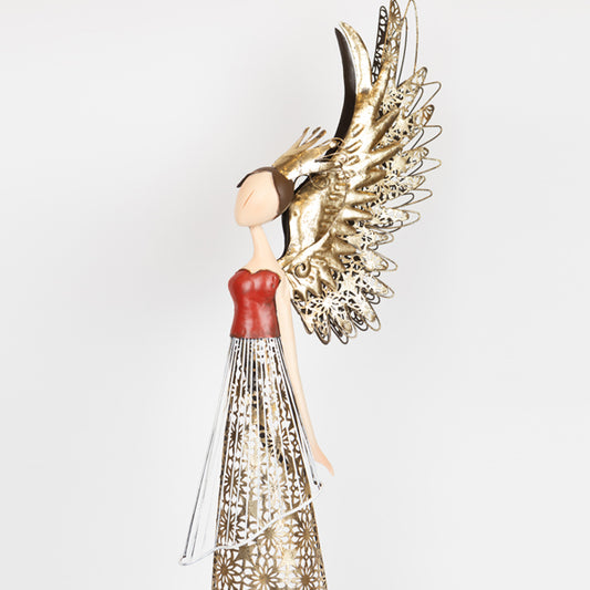 ΜΕΤΑΛΛΙΚΗ ΠΡΙΓΚΙΠΙΣΣΑ ΜΕ ΚΟΚΚΙΝΟ ΧΡΥΣΟ ΦΟΡΕΜΑ 29x13x82