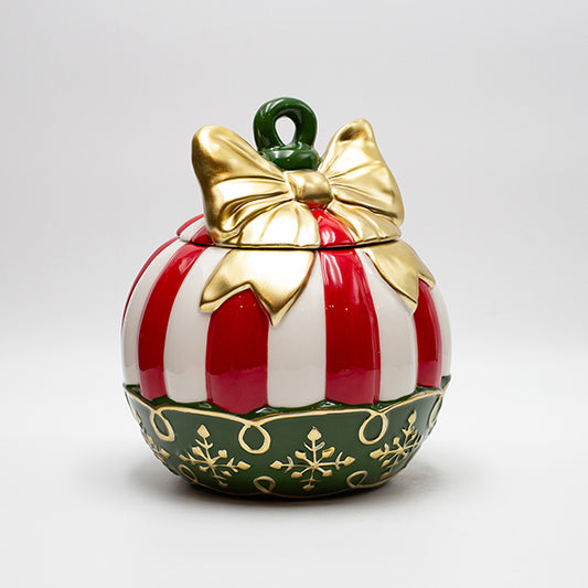 ΜΠΙΣΚΟΤΙΕΡΑ ΧΡΙΣΤΟΥΓΕΝΝΙΑΤΙΚΗ ΜΠΑΛΑ CANDY ΜΕ ΧΡΥΣΟ ΦΙΟΓΚΟ ΔΙΑΚΟΣΜΗΤΙΚΗ 19x19x22