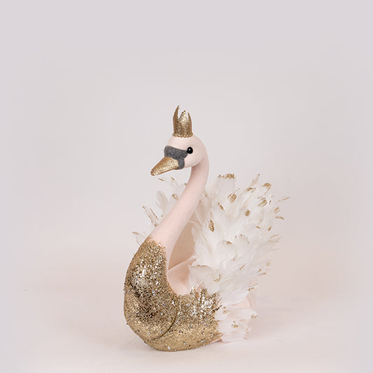 ΒΕΛΟΥΔΙΝΟΣ ΚΥΚΝΟΣ ΡΟΖ ΜΕ ΧΡΥΣΟ GLITTER 27x22x28