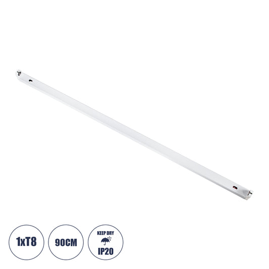 TUBATO 60148 Μεταλλικό Σκαφάκι για 1 x Λάμπα 90CM T8 G13 LED AC 220-240V IP20 Μ90 x Π3.4 x Υ4.3cm