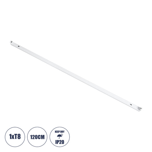 TUBATO 60149 Μεταλλικό Σκαφάκι για 1 x Λάμπα 120CM T8 G13 LED AC 220-240V IP20 Μ120 x Π3.4 x Υ4.3cm