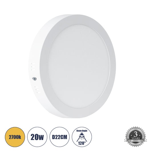 60202 Εξωτερικό LED Panel Φ22cm 20W 2060lm 120° AC 220-240V IP20 Φ22.2 x Υ3cm Θερμό Λευκό 2700K