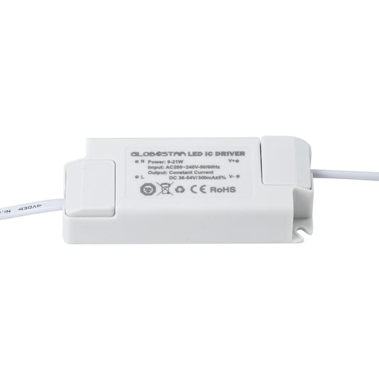 60222 ABS Πλαστικό Τροφοδοτικό SELV για Προϊόντα LED 9-21W AC 200-240V σε Constant Current DC 36-54V/300mA±5% PF0.95 IP20 M11 x Π4.3 x Υ2.5cm - TÜV Certified Driver