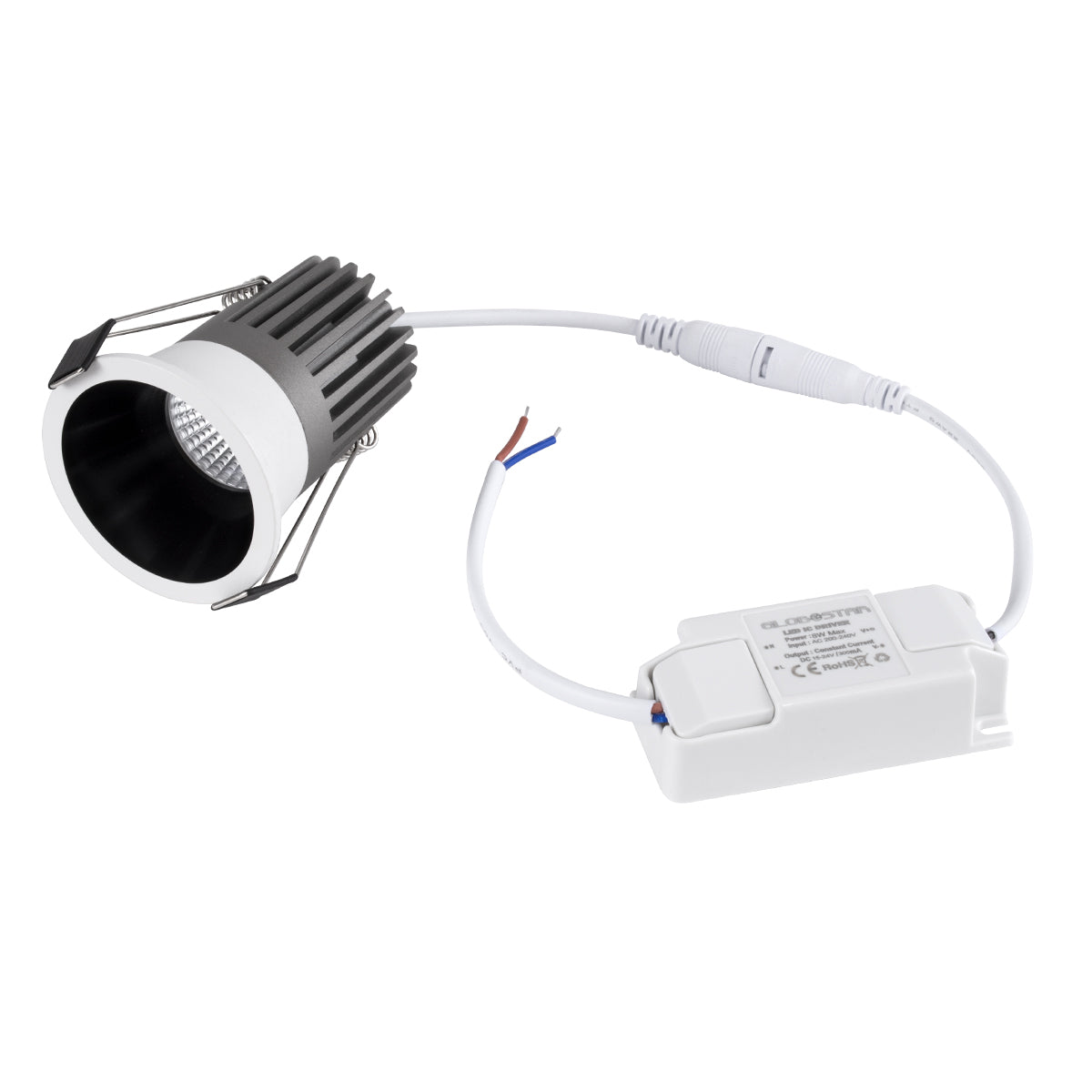 MICRO-B 60240 Χωνευτό LED Spot Downlight TrimLess Φ6cm 7W 910lm 38° AC 220-240V IP20 Φ6 x Υ7.8cm - Στρόγγυλο - Λευκό με Μαύρο Κάτοπτρο - Φυσικό Λευκό 4500K - Bridgelux COB