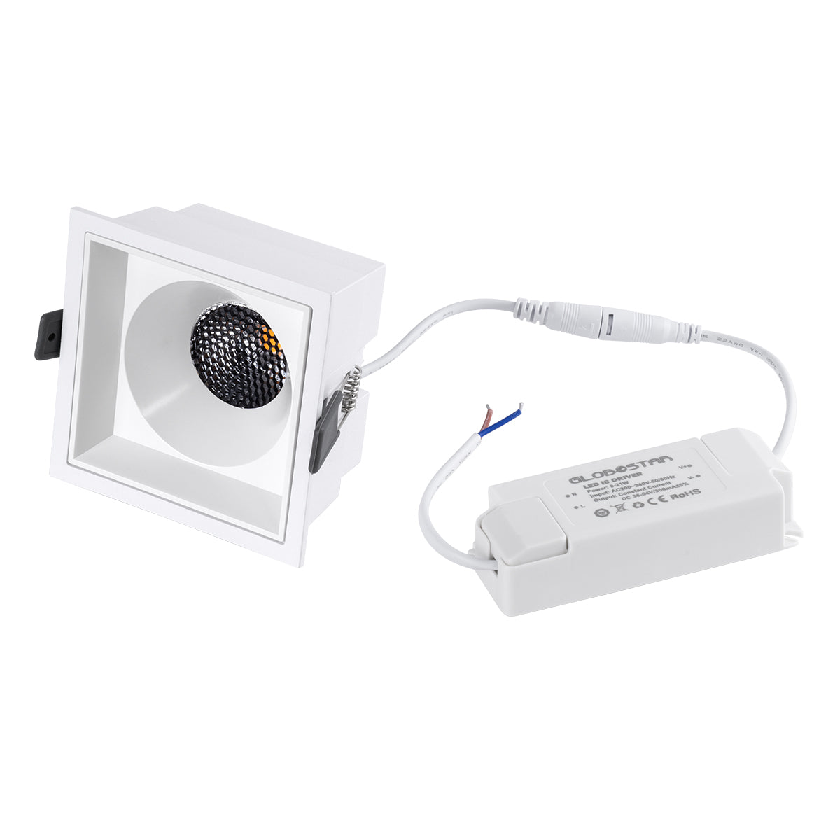 PLUTO-B 60279 Χωνευτό LED Spot Downlight TrimLess Μ10.4xΠ10.4cm 15W 1875lm 38° AC 220-240V IP20 Μ10.4 x Π10.4 x Υ6.5cm - Τετράγωνο - Λευκό & Anti-Glare HoneyComb - Θερμό Λευκό 2700K - Bridgelux COB