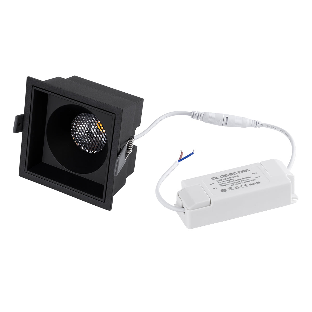 PLUTO-B 60280 Χωνευτό LED Spot Downlight TrimLess Μ10.4xΠ10.4cm 15W 1950lm 38° AC 220-240V IP20 Μ10.4 x Π10.4 x Υ6.5cm - Τετράγωνο - Μαύρο & Anti-Glare HoneyComb - Φυσικό Λευκό 4500K - Bridgelux COB