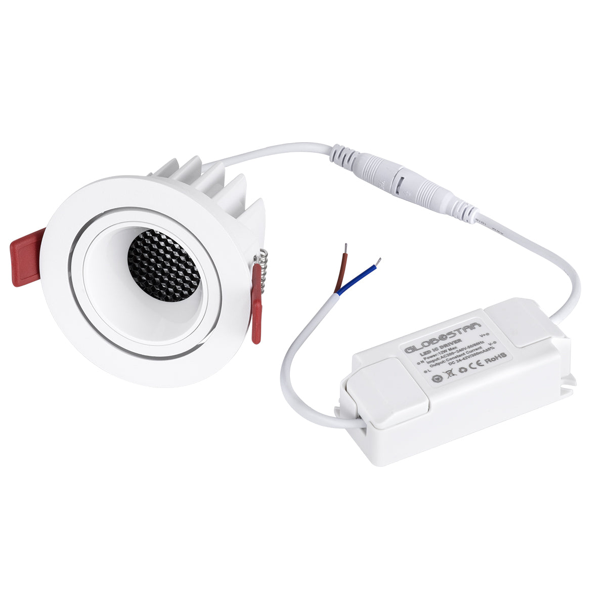 LEO-R 60285 Χωνευτό LED Spot Downlight TrimLess Φ8.5cm 10W 1250lm 38° AC 220-240V IP20 Φ8.5 x Υ6.6cm - Στρόγγυλο - Κινούμενο - Λευκό & Anti-Glare HoneyComb - Θερμό Λευκό 2700K - Bridgelux COB