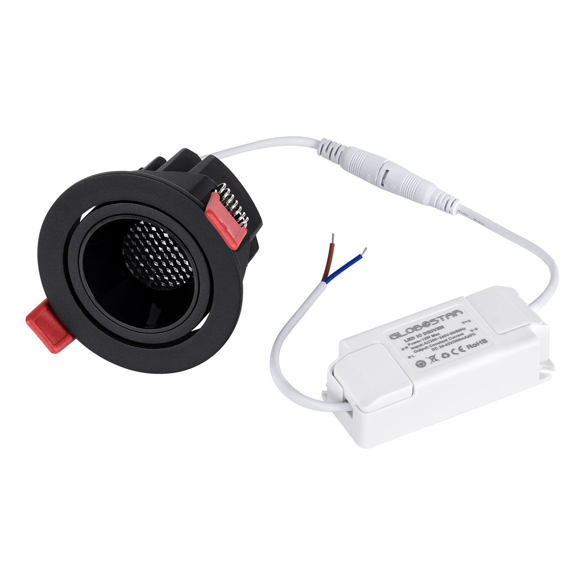 LEO-R 60287 Χωνευτό LED Spot Downlight TrimLess Φ8.5cm 10W 1250lm 38° AC 220-240V IP20 Φ8.5 x Υ6.6cm - Στρόγγυλο - Κινούμενο - Μαύρο & Anti-Glare HoneyComb - Θερμό Λευκό 2700K - Bridgelux COB