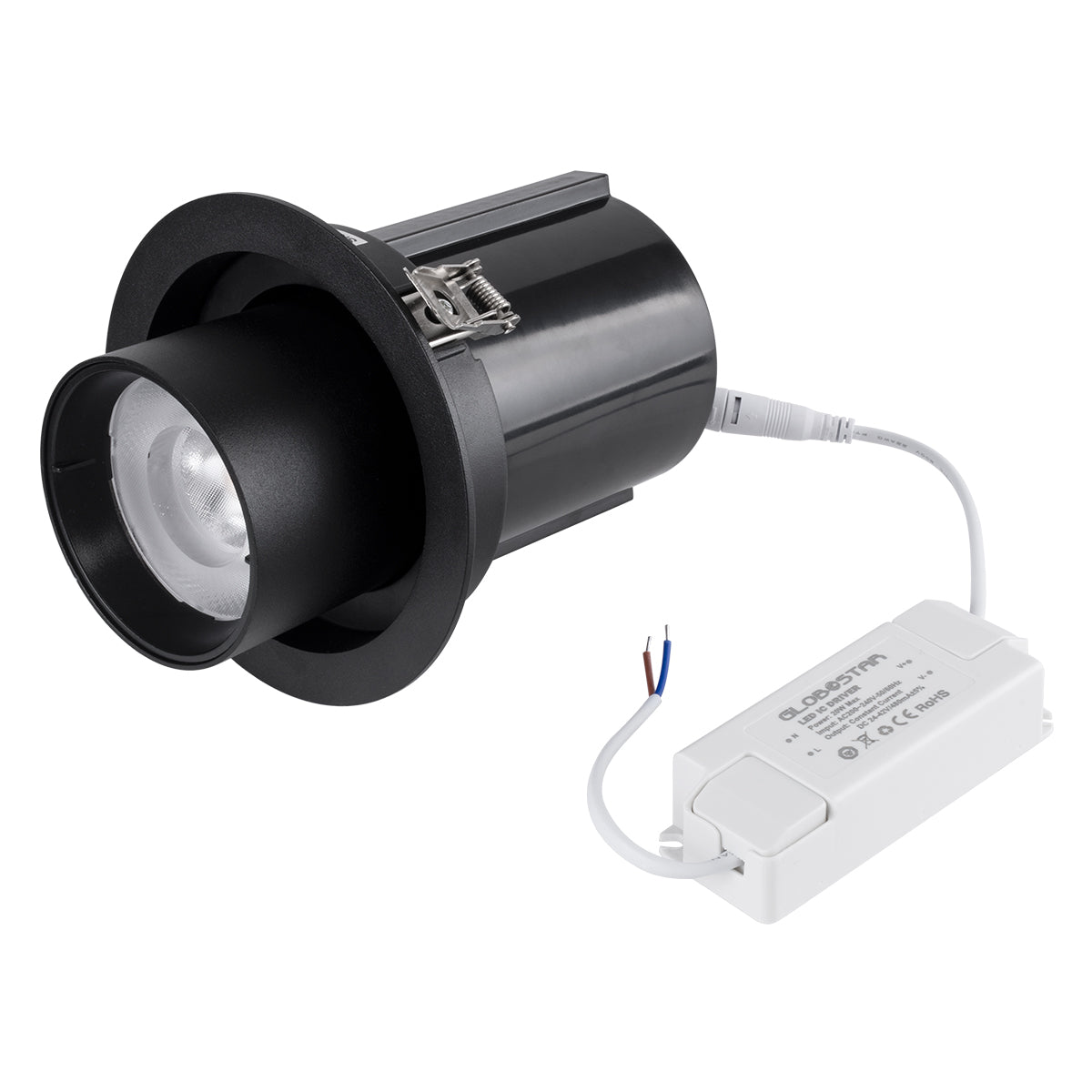 VIRGO-B 60313 Χωνευτό LED Spot Downlight TrimLess Φ13.5cm 20W 2500lm 36° AC 220-240V IP20 Φ13.5cm x Υ14cm - Στρόγγυλο - Μαύρο - Θερμό Λευκό 2700K - Bridgelux COB