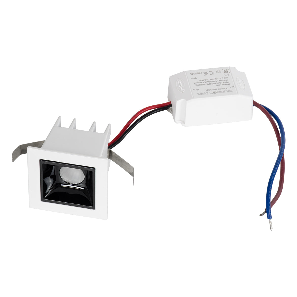 LUMINAR SUPERIOR 60314 Χωνευτό LED Spot Downlight TrimLess 2W 280lm 36° AC 220-240V IP20 Μ4.3 x Π4.3 x Υ4.5cm - Λευκό με Μαύρο Κάτοπτρο - Φυσικό Λευκό 4500K - Bridgelux High Lumen Chip Gen2 - TÜV Certified Driver