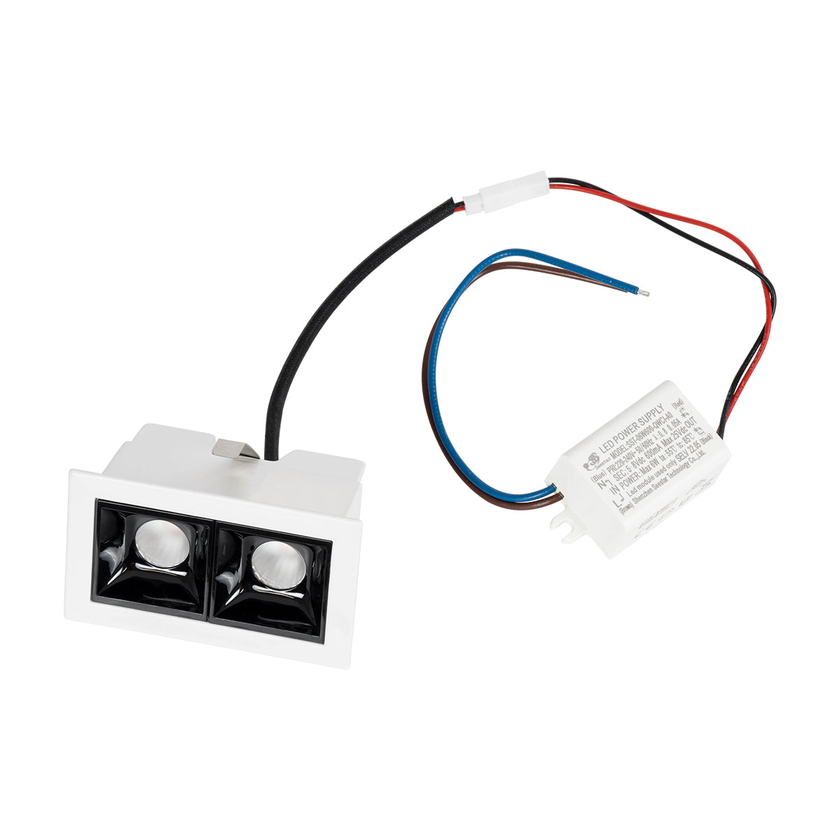 LUMINAR SUPERIOR 60317 Χωνευτό LED Spot Downlight TrimLess 4W 540lm 36° AC 220-240V IP20 Μ7.5 x Π4.3 x Υ4.5cm - Λευκό με Μαύρο Κάτοπτρο - Θερμό Λευκό 2700K - Bridgelux High Lumen Chip Gen2 - TÜV Certified Driver