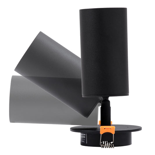 LEO 60350 Χωνευτό Κινούμενο Φωτιστικό Downlight Σποτ με Ντουί 1 x GU10 90° AC 220-240V IP20 - Μαύρο Ματ - Μ9 x Π9 x Υ17 / Q7εκ