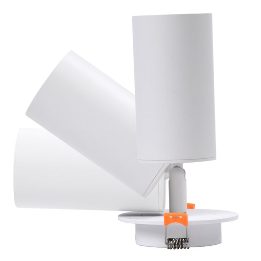 LEO 60351 Χωνευτό Κινούμενο Στρόγγυλο Φωτιστικό Σποτ Αλουμινίου με Ντουί GU10 AC 220-240V IP20 Φ6 x Υ17cm - Λευκό