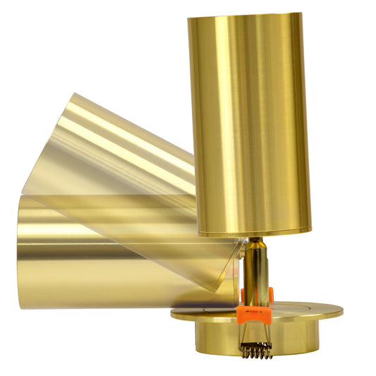 LEO 60352 Χωνευτό Κινούμενο Στρόγγυλο Φωτιστικό Σποτ Αλουμινίου με Ντουί GU10 AC 220-240V IP20 Φ6 x Υ17cm - Χρυσό Πλατίνα