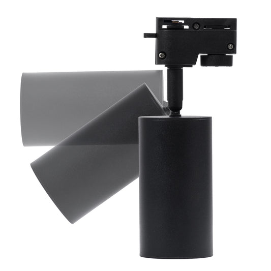 LEO 60353 Κινούμενο Στρόγγυλο Φωτιστικό Σποτ Ράγας Αλουμινίου με Ντουί GU10 AC 220-240V IP20 Φ6 x Υ19cm - 2 Γραμμών - Μαύρο