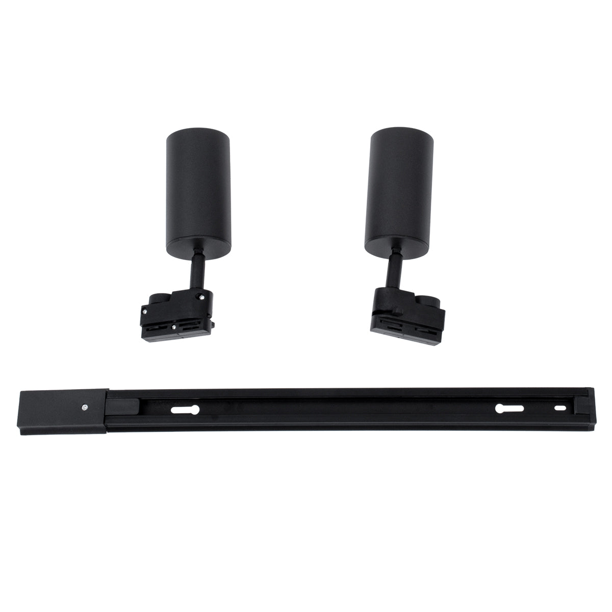 LEO 60354 Μοντέρνο Φωτιστικό Οροφής Ράγα με Κινούμενα Σποτ Αλουμινίου Δίφωτο 2 x GU10 AC 220-240V IP20 Μ50.5 x Π6 x Υ20cm - 2 Γραμμών - Μαύρο