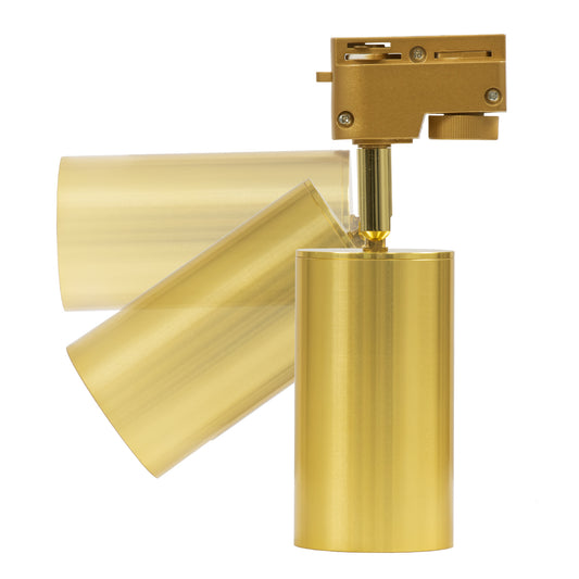 LEO 60357 Κινούμενο Στρόγγυλο Φωτιστικό Σποτ Ράγας Αλουμινίου με Ντουί GU10 AC 220-240V IP20 Φ6 x Υ19cm - 2 Γραμμών - Χρυσό Πλατίνα