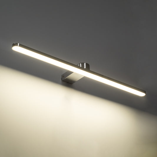 MEGAN 60449 Μοντέρνο Φωτιστικό Τοίχου - Απλίκα Καθρέπτη Μπάνιου - Πίνακα LED 12W 1400lm 120° AC 220-240V IP44 Μ60 x Π12 x Υ4cm - Φυσικό Λευκό 4500K - Χρώμιο Νίκελ