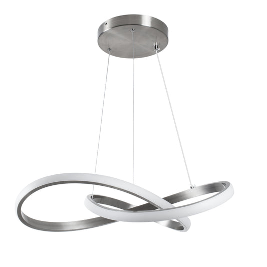 DEXTER 60948 Μοντέρνο Κρεμαστό Φωτιστικό Οροφής LED 72W 8064lm 300° AC 220-240V IP20 Ρυθμιζόμενο Λευκό CCT με Χειριστήριο από 2700K έως 6000K Dimmable - Lumileds SMD Chip - Νίκελ Βούρτσας - Μ56 x Π56 x Υ14