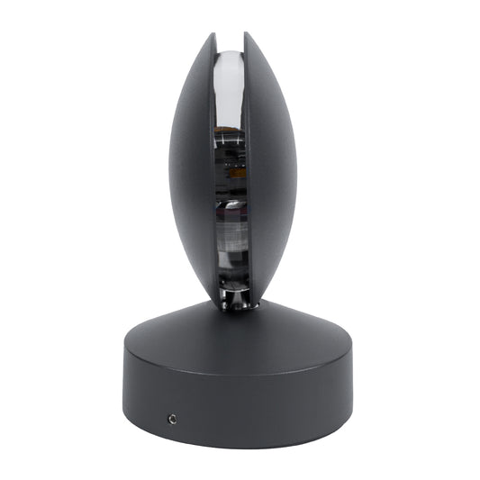 ZERODA 60597 Μοντέρνο Φωτιστικό Τοίχου - Απλίκα LED 9W 1035lm 3°/360° AC 220-240V Αδιάβροχο IP65 Θερμό Λευκό 2700K - CREE XPE Chip & TÜV SÜD Driver - Γκρι Ανθρακί Ματ - Μ11 x Π10 x Υ16