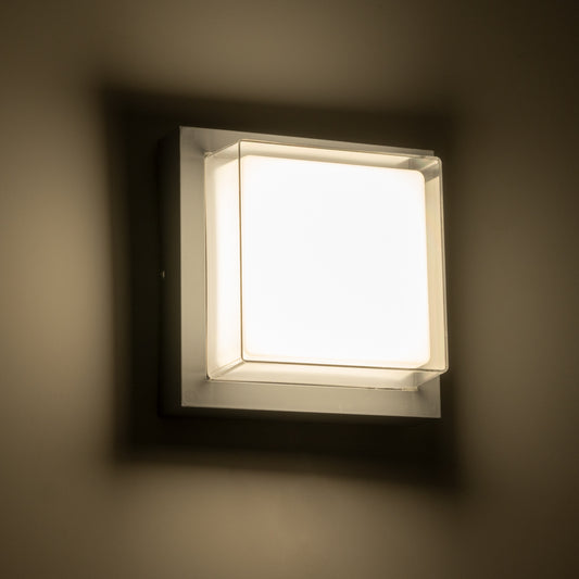 NEXUS 60768 Φωτιστικό Τοίχου - Απλίκα Εσωτερικού/Εξωτερικού Χώρου LED 10W 1050lm 120° AC175-265V Αδιάβροχο IP65 - Πλαστικό Σώμα - Φυσικό λευκό 4500K - Μ17 x Π17 x Υ9cm - Γκρι - Bridgelux Chip