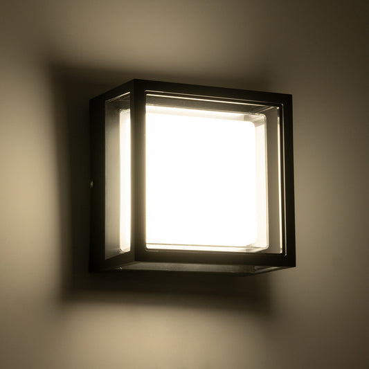 MAJESTIC 60773 Φωτιστικό Τοίχου - Απλίκα Εσωτερικού/Εξωτερικού Χώρου LED 10W 1050lm 120° AC175-265V Αδιάβροχο IP65 - Πλαστικό Σώμα - Φυσικό λευκό 4500K - Μ17 x Π17 x Υ9cm - Μαύρο - Bridgelux Chip