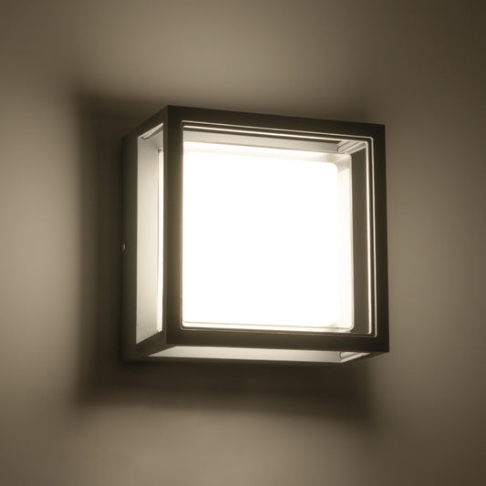 MAJESTIC 60774 Φωτιστικό Τοίχου - Απλίκα Εσωτερικού/Εξωτερικού Χώρου LED 10W 1050lm 120° AC175-265V Αδιάβροχο IP65 - Πλαστικό Σώμα - Φυσικό λευκό 4500K - Μ17 x Π17 x Υ9cm - Γκρι - Bridgelux Chip