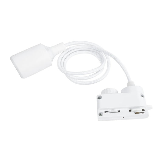 60858 Αντάπτορας Κρέμασης Φωτιστικού - Μονοφασικός 2 Καλωδίων με 1 Μέτρο Υφασμάτινο Καλώδιο και Ντουί E27 AC 220-240V IP20 Μ7 x Π3 x Υ4cm - Λευκό