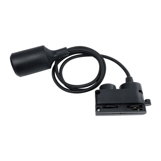 60859 Αντάπτορας Κρέμασης Φωτιστικού - Μονοφασικός 2 Καλωδίων με 1 Μέτρο Υφασμάτινο Καλώδιο και Ντουί E27 AC 220-240V IP20 Μ7 x Π3 x Υ4cm - Μαύρο