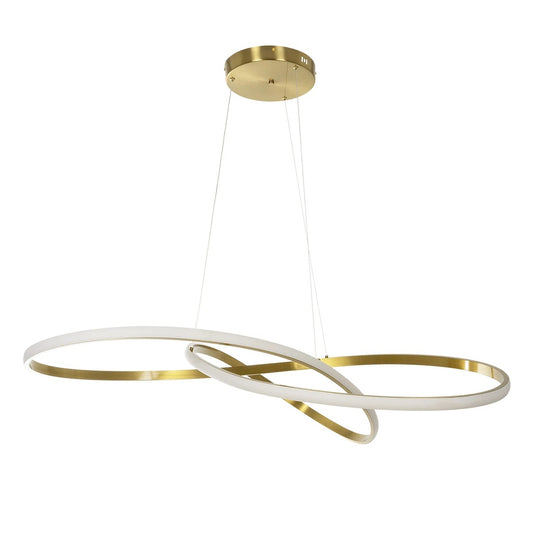 DEXTER 60920 Μοντέρνο Κρεμαστό Φωτιστικό Οροφής LED 120W 13440lm 300° AC 220-240V IP20 Ρυθμιζόμενο Λευκό CCT με Χειριστήριο από 2700K έως 6000K Dimmable - Lumileds SMD Chip - Χρυσό Βούρτσας - Μ103 x Π103 x Υ30