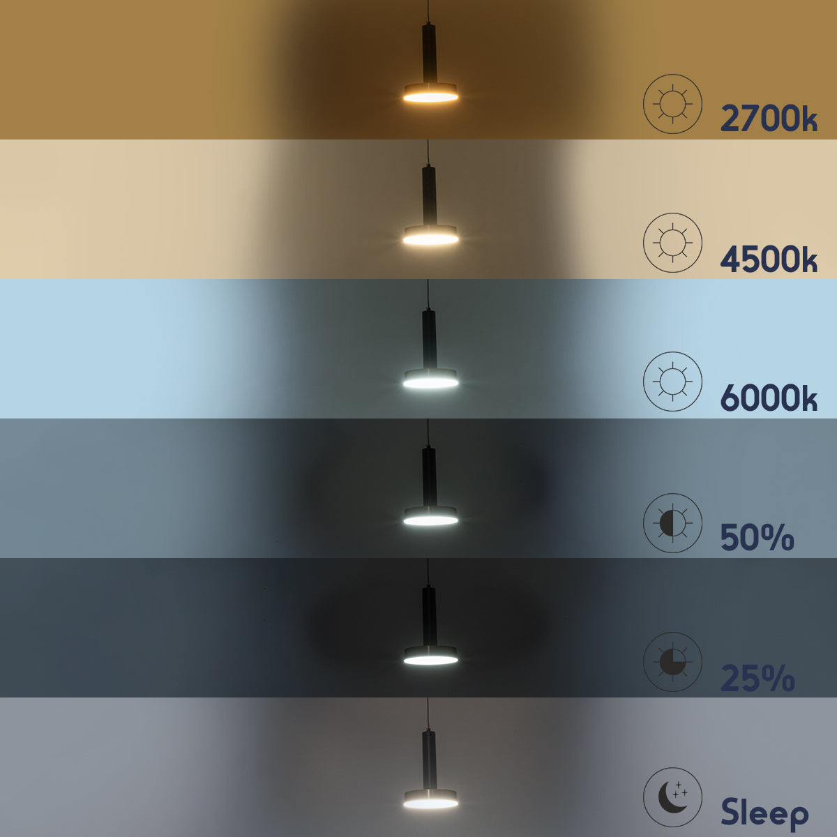 ZANE 60933 Κρεμαστό Φωτιστικό Design LED CCT 18W 2016lm 120° AC 220-240V IP20 - Εναλλαγή Φωτισμού μέσω Τηλεχειριστηρίου All In One Ψυχρό 6000k+Φυσικό 4500k+Θερμό 2700k Dimmable - Φ15 x Υ20cm - Μαύρο & Χρυσό